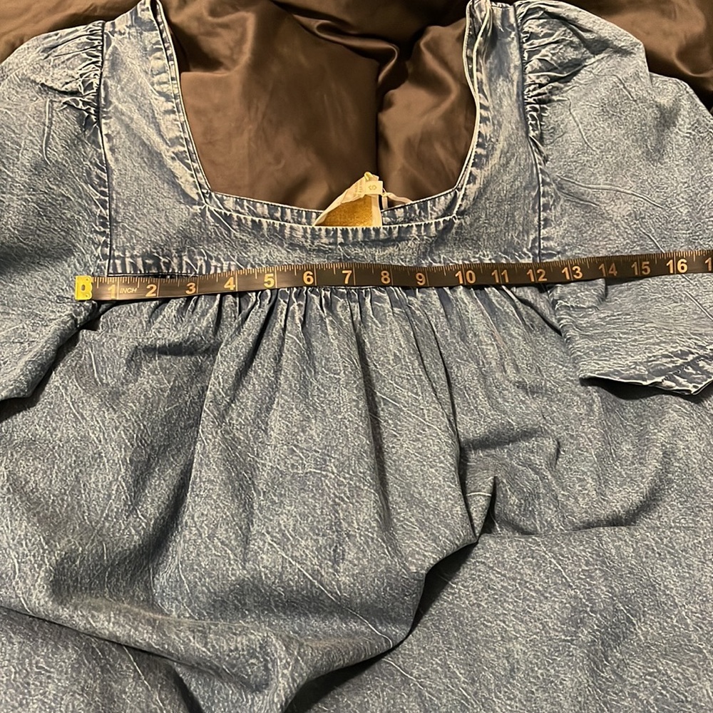 Denim midi belted dress with sleeves and pockets NWT - Picture 9 of 9